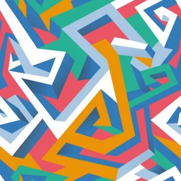 Isometric geometric seamless pattern Stock Illustration