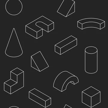 Isometric Geometric Seamless Pattern Stock Illustration