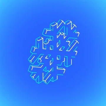 Isometric geometric snowflake illustration. 스톡 일러스트