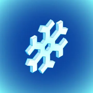 Isometric geometric snowflake illustration. Stock Illustration