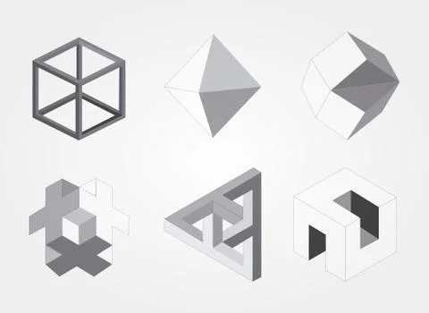 Isometric geometrical shape figures set Stock Illustration