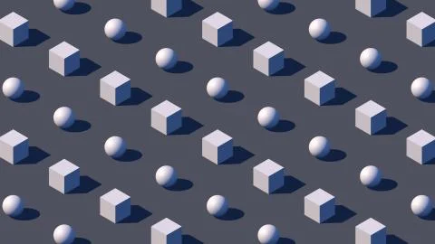 Isometric geometry background with 3d primitives and hard shadow. Stock Illustration