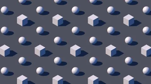 Isometric geometry background with 3d primitives and hard shadow. Stock Illustration