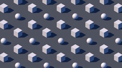 Isometric geometry background with 3d primitives and hard shadow. Stock Illustration