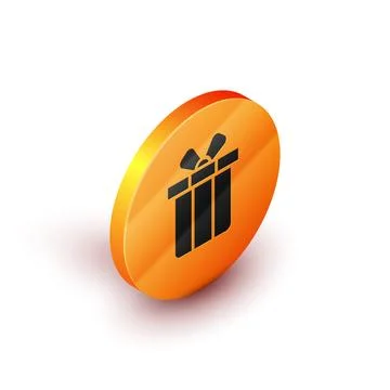 Isometric Gift box icon isolated on white background. Merry Christmas and Happy イラスト素材