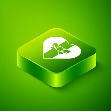 Isometric Gift box icon isolated on green background. Merry Christmas and Happy 스톡 일러스트