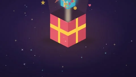 Isometric Gift Box Opening Animation Stock Footage 344389277