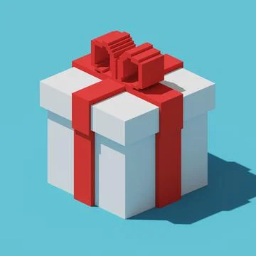 Isometric gift box in pixel art style Stock Illustration