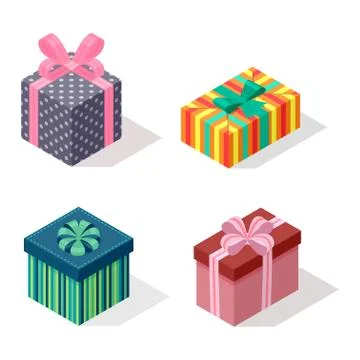 Isometric gift box vector icon isolated Stock Illustration