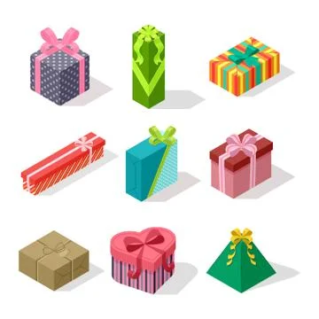 Isometric gift box vector icon isolated Stock Illustration