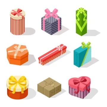 Isometric gift box vector icon isolated Stock Illustration
