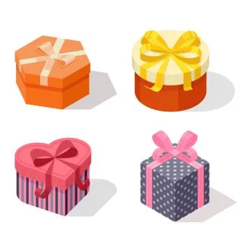 Isometric gift box vector icon isolated Stock Illustration