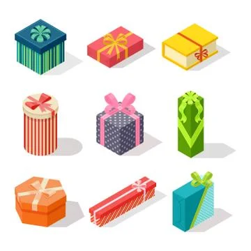 Isometric gift box vector icon isolated Stock Illustration