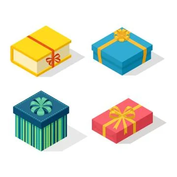 Isometric gift box vector icon isolated Stock Illustration