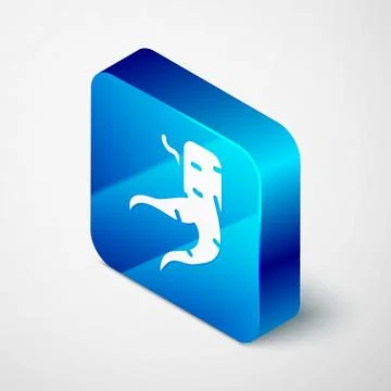 Isometric Ginger root icon isolated on grey background. Blue square button Stock Illustration