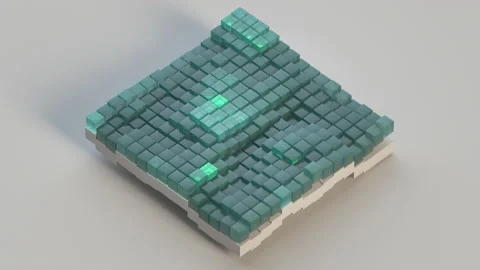 Isometric glass cubes seamless loop 3D Render animation Stock Footage 224109696