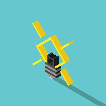 Isometric glowing light bulb Stock Illustration