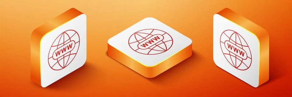 Isometric Go To Web icon isolated on orange background. Www icon. Website Stock Illustration