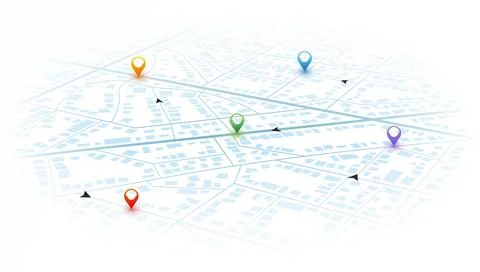 Isometric Gps map navigation to own pin. City top view. Abstract transportation Stock Illustration