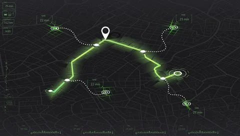 Isometric Gps map navigation to own house. City top view. View from above the Stock Illustration