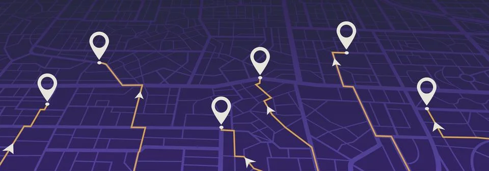 Isometric Gps map navigation to own pin. City top view. Abstract transportation Stock Illustration