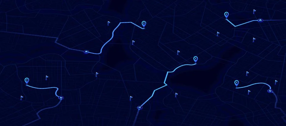 Isometric Gps map navigation to own pin. City top view. Abstract transport Stock Illustration