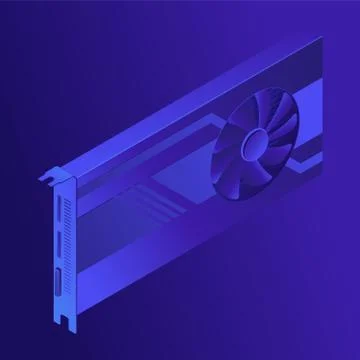 Isometric GPU mining concept. Illustrazione stock