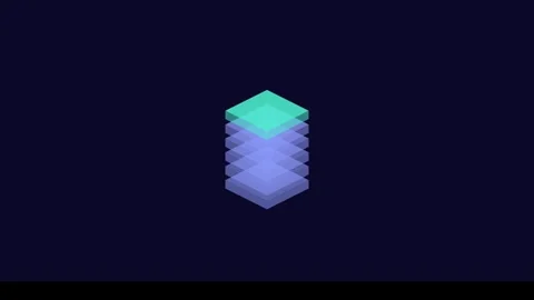 Isometric Gradient Hexagonal Layer Stack Icon with Modern Cyan and Purple D.. 库存影片 342300439