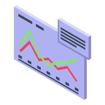 Isometric graph chart with trends on display Stock Illustration