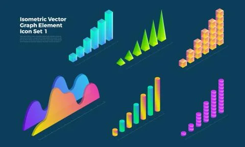 Isometric graph element Stock Illustration