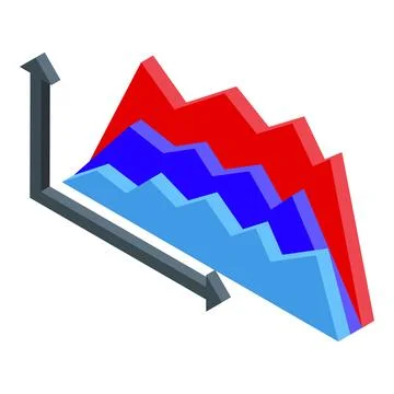 Isometric graph showing different trends with ups and downs Stockillustratie