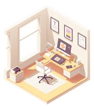 Isometric graphic designer workplace Stock Illustration