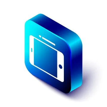 Isometric Graphic tablet icon isolated on white background. Blue square but.. Stock Illustration