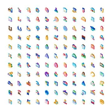 Isometric graphics icons set representing various concepts Stock Illustration