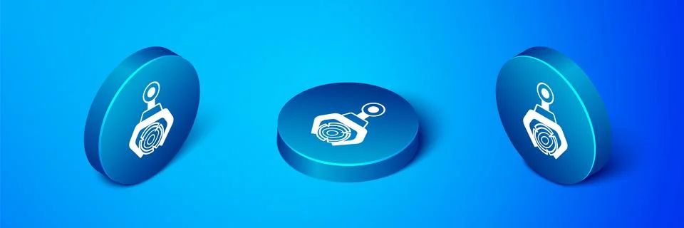 Isometric Grapple crane grabbed a log icon isolated on blue background. For.. Illustrazione stock