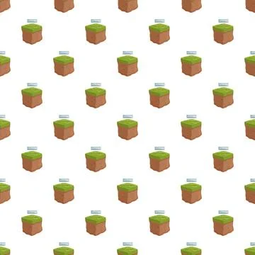 Isometric grass cube block seamless pattern background 스톡 일러스트
