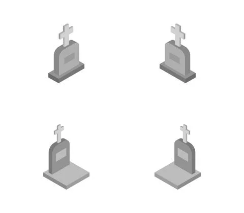 Isometric gravestone icon illustrated in vector on white background Stock Illustration