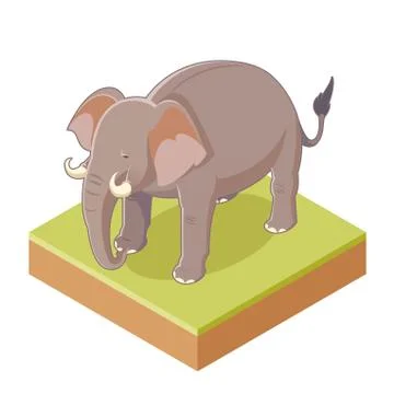 Isometric Gray Elephant Stock Illustration