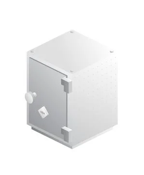 Isometric gray safe. Object isolated on white background. Icon of security. Stock Illustration