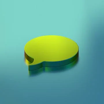 Isometric green chat bubble icon on blue background Stock Illustration
