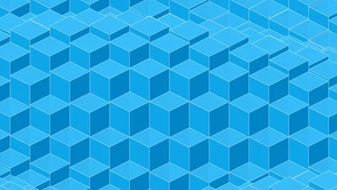 Isometric Grid Blue Cubes Motion Background Seamless Loop Stock Footage 334362507