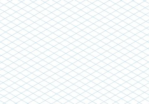 Isometric grid blue line guide pattern. Notebook sheet blank. 3d perspective Stock Illustration