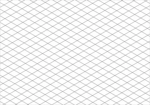 Isometric grid line guide pattern. Notebook sheet blank. Perspective 3d paper Illustrazione stock