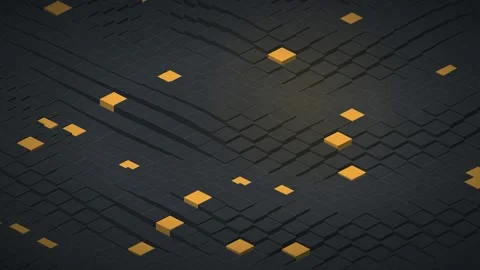 Isometric Grid Navy Blue Background Charcoal Elements Gold Accents Abstract Stock Footage 348346023