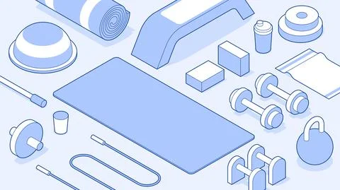 Isometric Gym Vector Illustration Stock Illustration