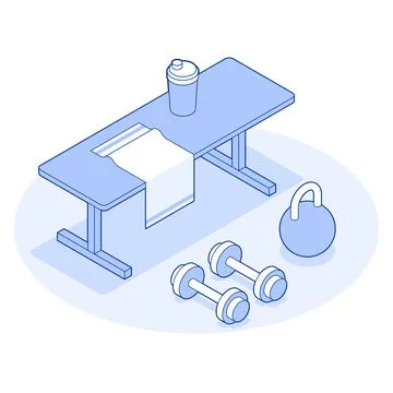 Isometric Gym Vector Illustration Stock Illustration