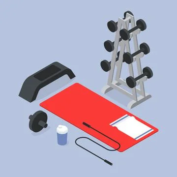 Isometric Gym Vector Illustration Stock Illustration