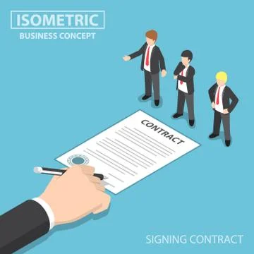 Isometric Hand Signing Contract in front of CEO Stock Illustration