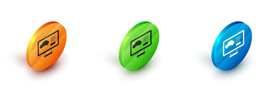 Isometric Hardware diagnostics condition of car icon isolated on white Stock Illustration