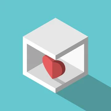 Isometric heart in box Stock Illustration